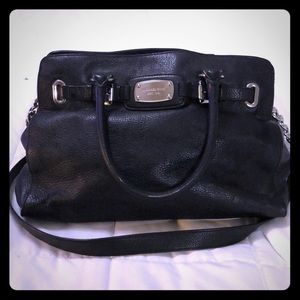 Michael Kors Black Leather Purse w/Silver Buckles